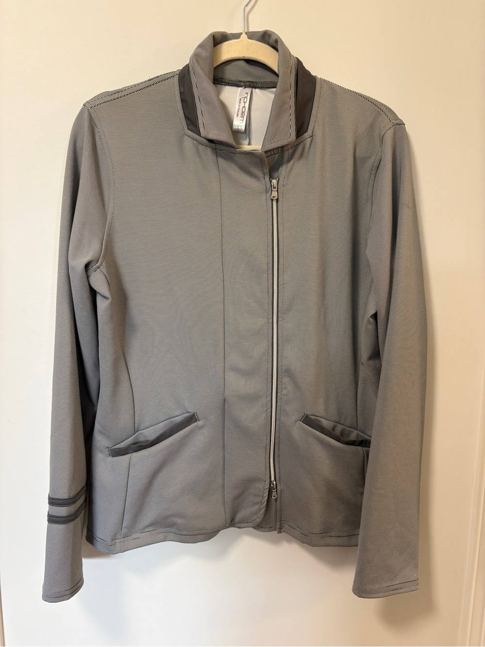 InPhorm Womens Zip Up Tennis Pickleball Golf Athleisure Sweater Stripes Large
